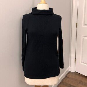 Talbots Cashmere Black Mini Boat Neck Mock Neck Sweater Sz PS